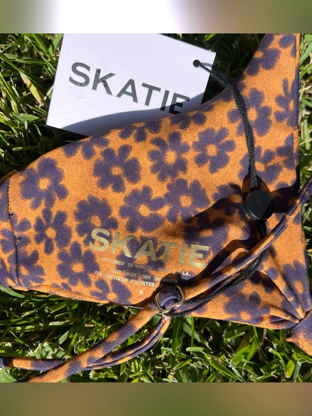 Skatie Sarah Bikini Top Hendrix Floral Print Dream Girl Small Knot Front LA Made